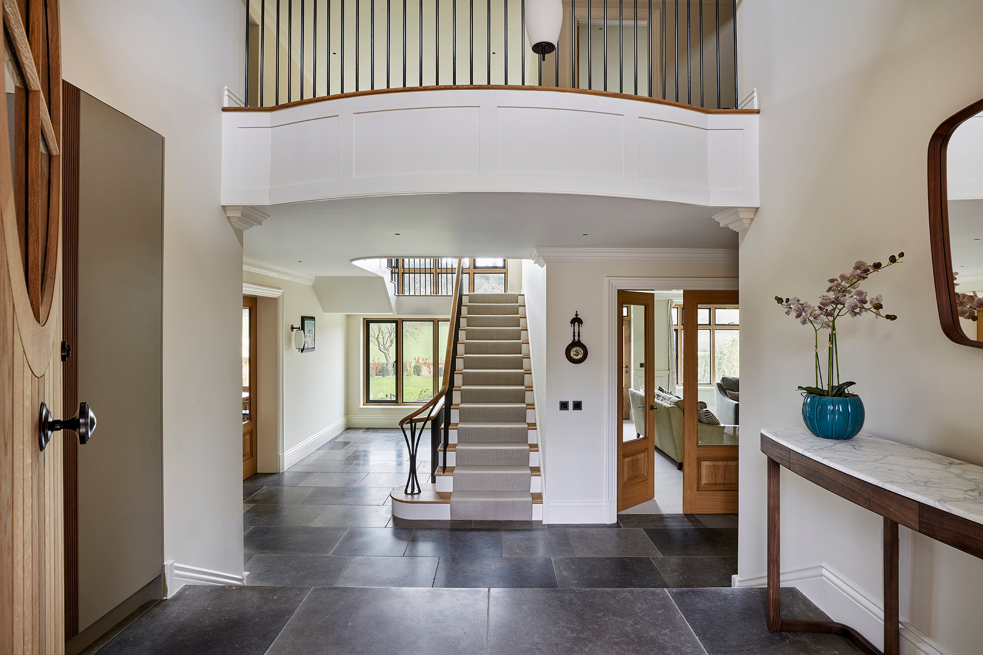 Hallway view towards stairs - New build by KM Grant Surrey